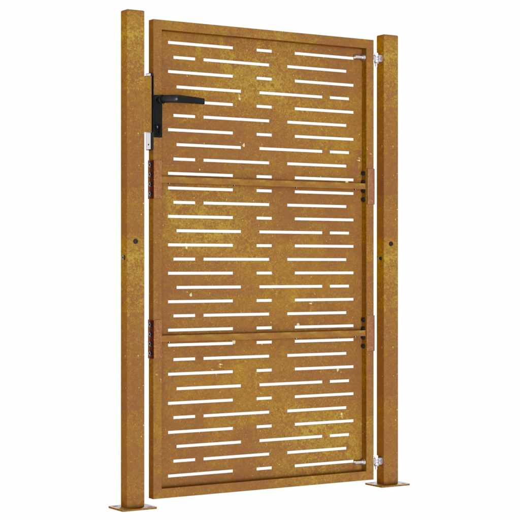 Cancello da giardino 100x125 cm in acciaio Corten design quadrato