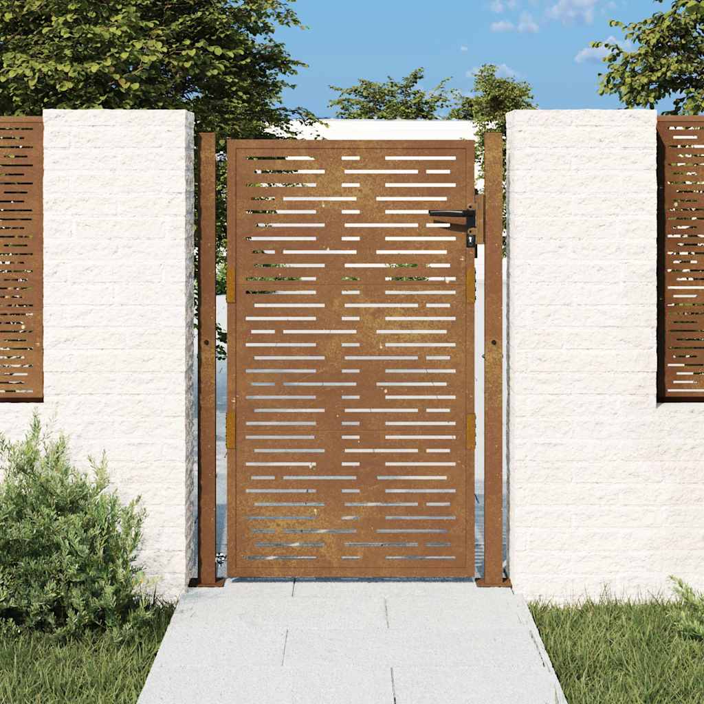 Cancello da giardino 100x150 cm in acciaio Corten design quadrato