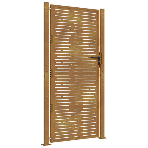 Cancello da giardino 100x175 cm acciaio Corten design quadrato