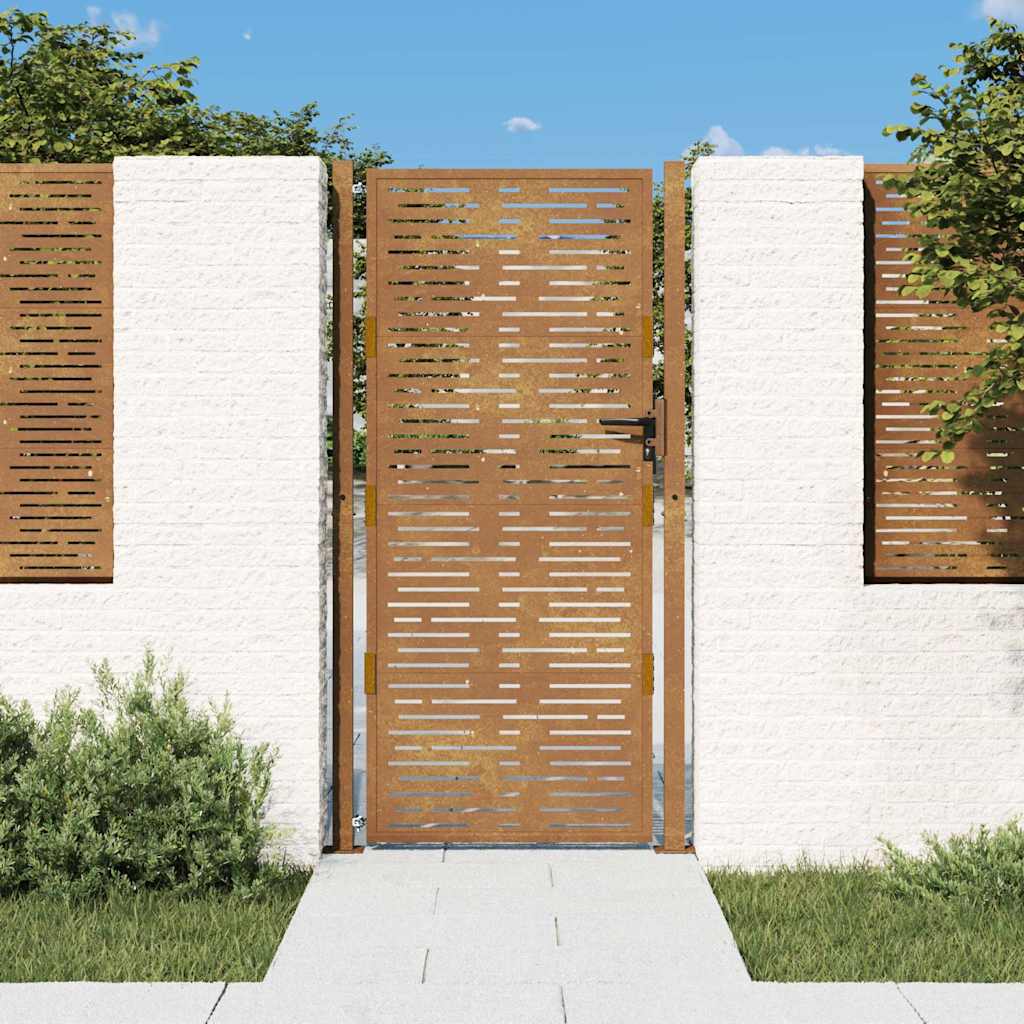 Cancello da giardino 100x175 cm acciaio Corten design quadrato