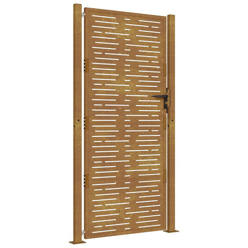 Cancello da giardino 100x200 cm acciaio Corten design quadrato