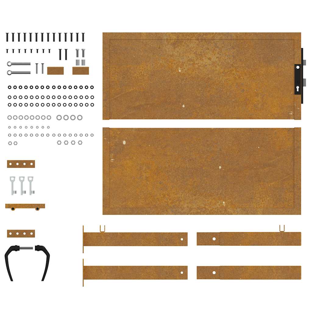 Cancello da giardino 100x100 cm in acciaio Corten