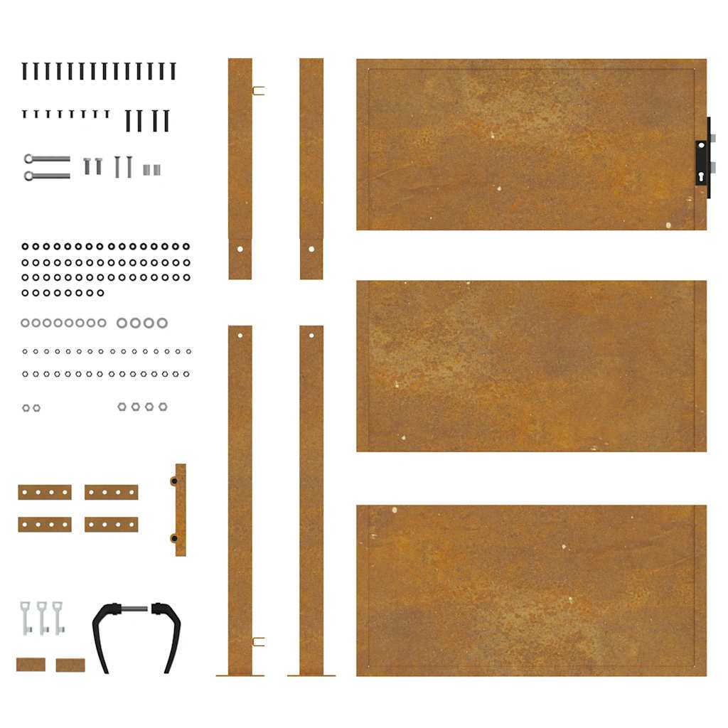 Cancello da giardino 100x150 cm in acciaio Corten