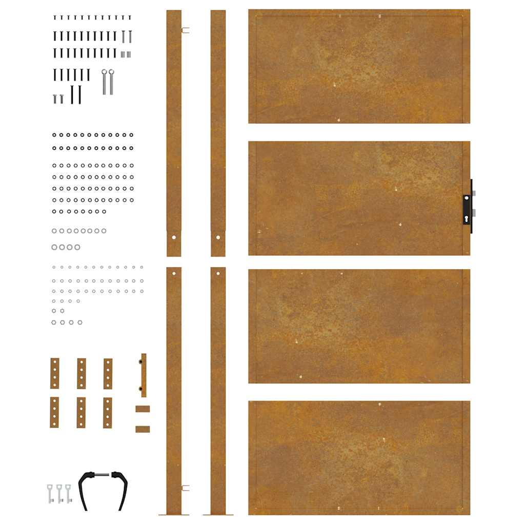 Cancello da giardino 100x175 cm in acciaio Corten