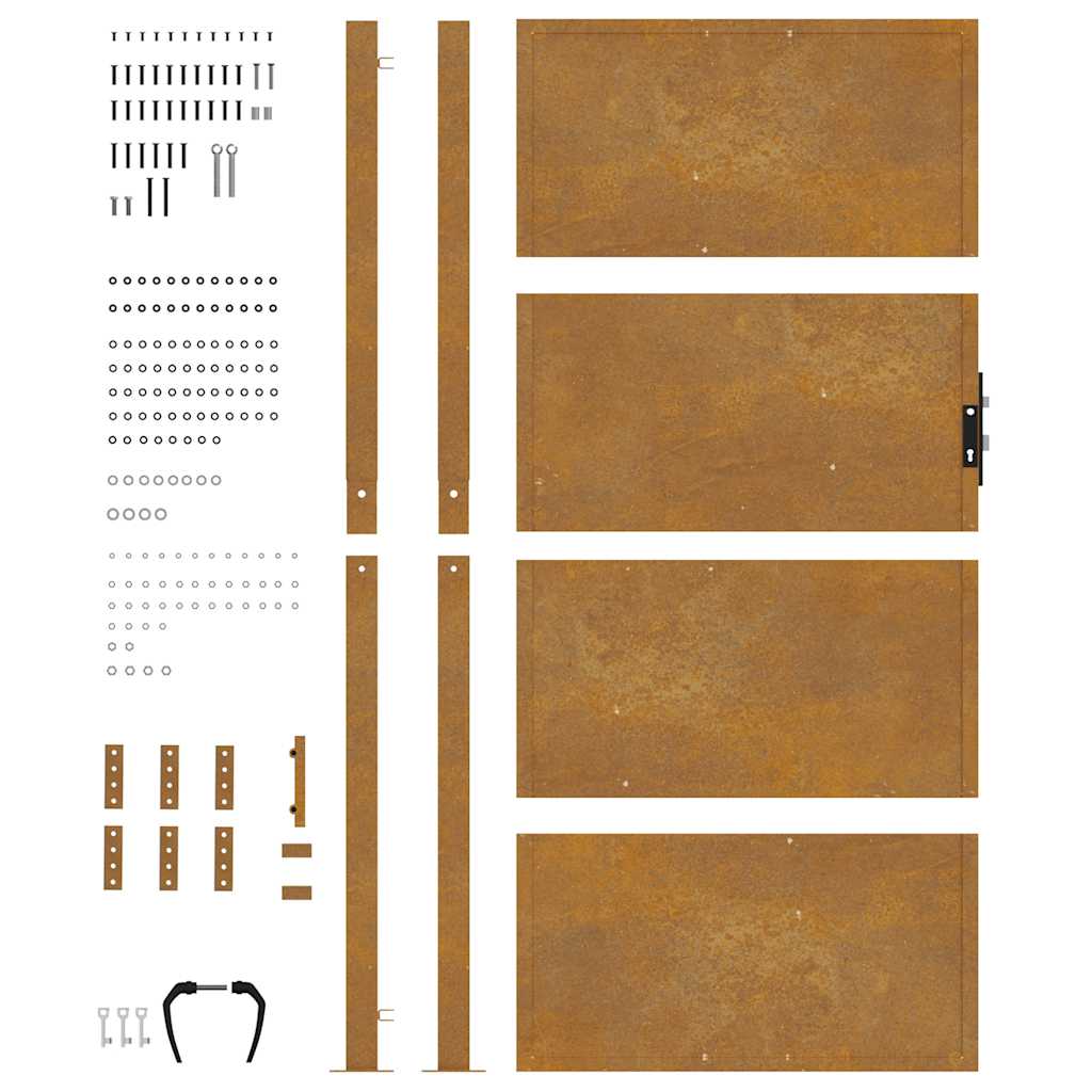 Cancello da giardino 100x200 cm in acciaio Corten