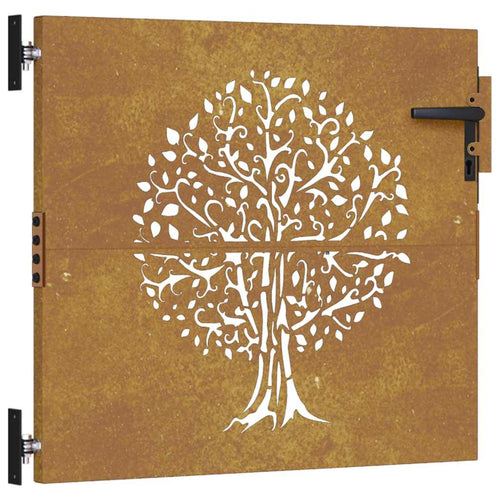 Cancello da giardino 85x75 cm in acciaio Corten con design ad albero