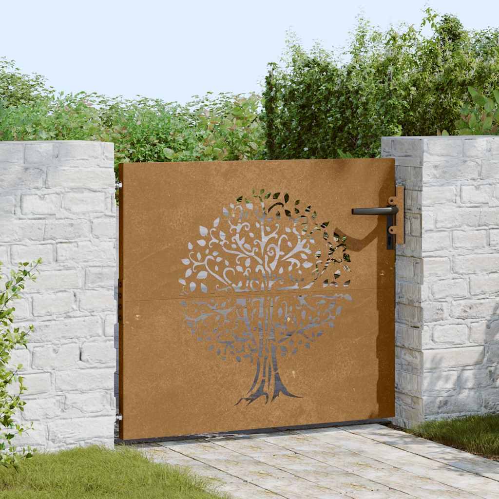Cancello da giardino 85x75 cm in acciaio Corten con design ad albero