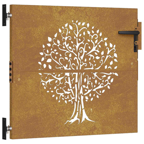 Cancello da giardino 85x100 cm in acciaio Corten con design ad albero