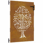 Cancello da giardino 85x125 cm in acciaio Corten con design ad albero