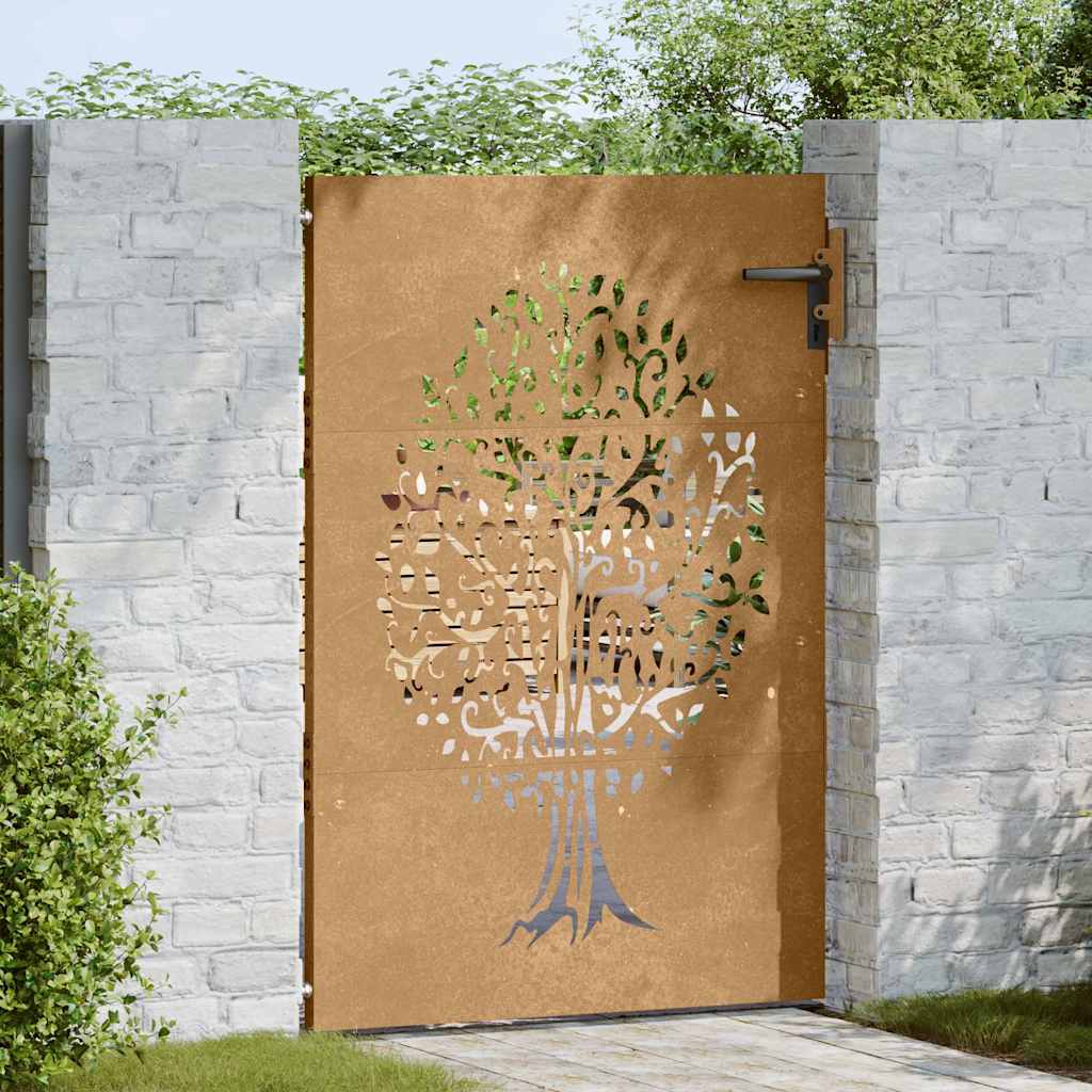 Cancello da giardino 85x125 cm in acciaio Corten con design ad albero
