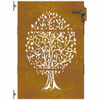 Cancello da giardino 85x125 cm in acciaio Corten con design ad albero