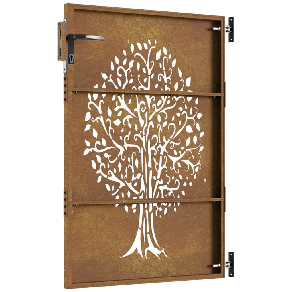 Cancello da giardino 85x125 cm in acciaio Corten con design ad albero