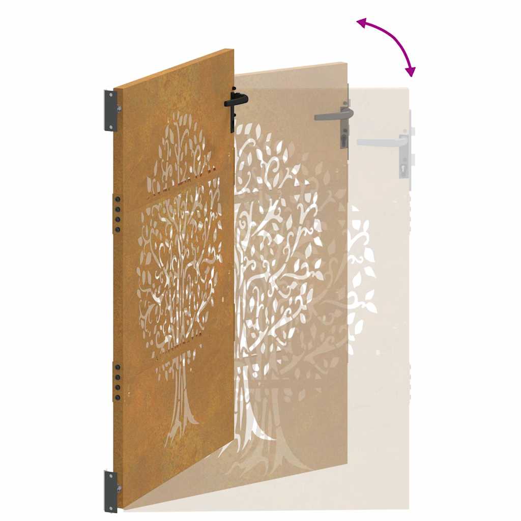Cancello da giardino 85x125 cm in acciaio Corten con design ad albero