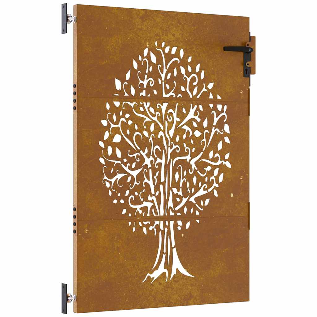 Cancello da giardino 85x150 cm in acciaio Corten con design ad albero