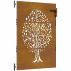 Cancello da giardino 85x150 cm in acciaio Corten con design ad albero