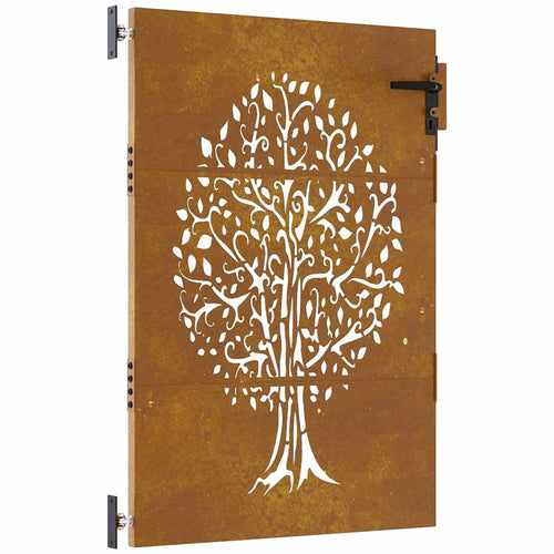 Cancello da giardino 85x150 cm in acciaio Corten con design ad albero
