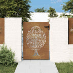 Cancello da giardino 85x150 cm in acciaio Corten con design ad albero