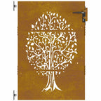 Cancello da giardino 85x150 cm in acciaio Corten con design ad albero