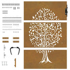 Cancello da giardino 85x150 cm in acciaio Corten con design ad albero