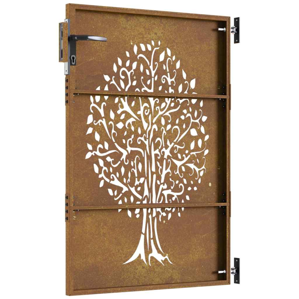 Cancello da giardino 85x150 cm in acciaio Corten con design ad albero