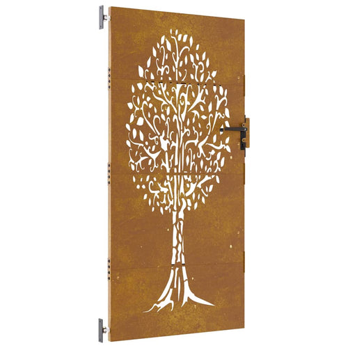 Cancello da giardino 85x175 cm in acciaio Corten con design ad albero
