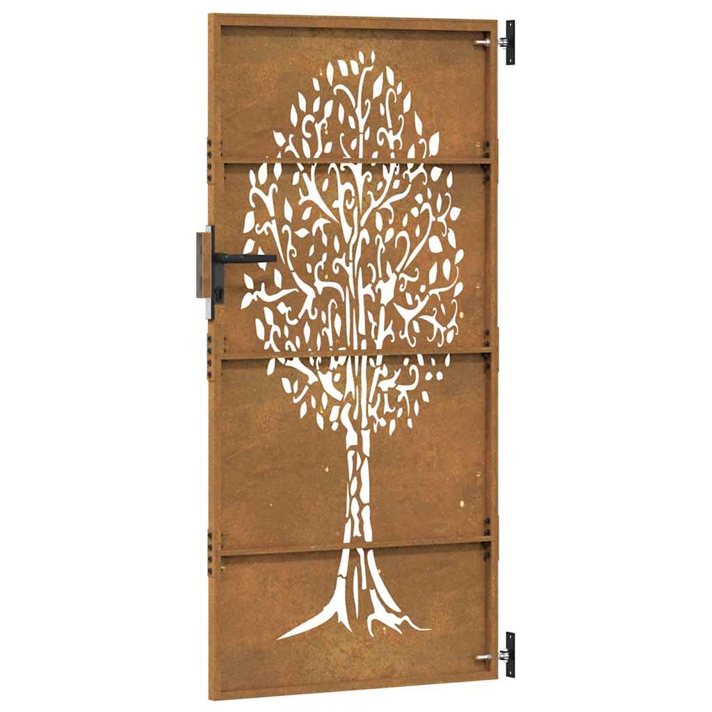 Cancello da giardino 85x175 cm in acciaio Corten con design ad albero