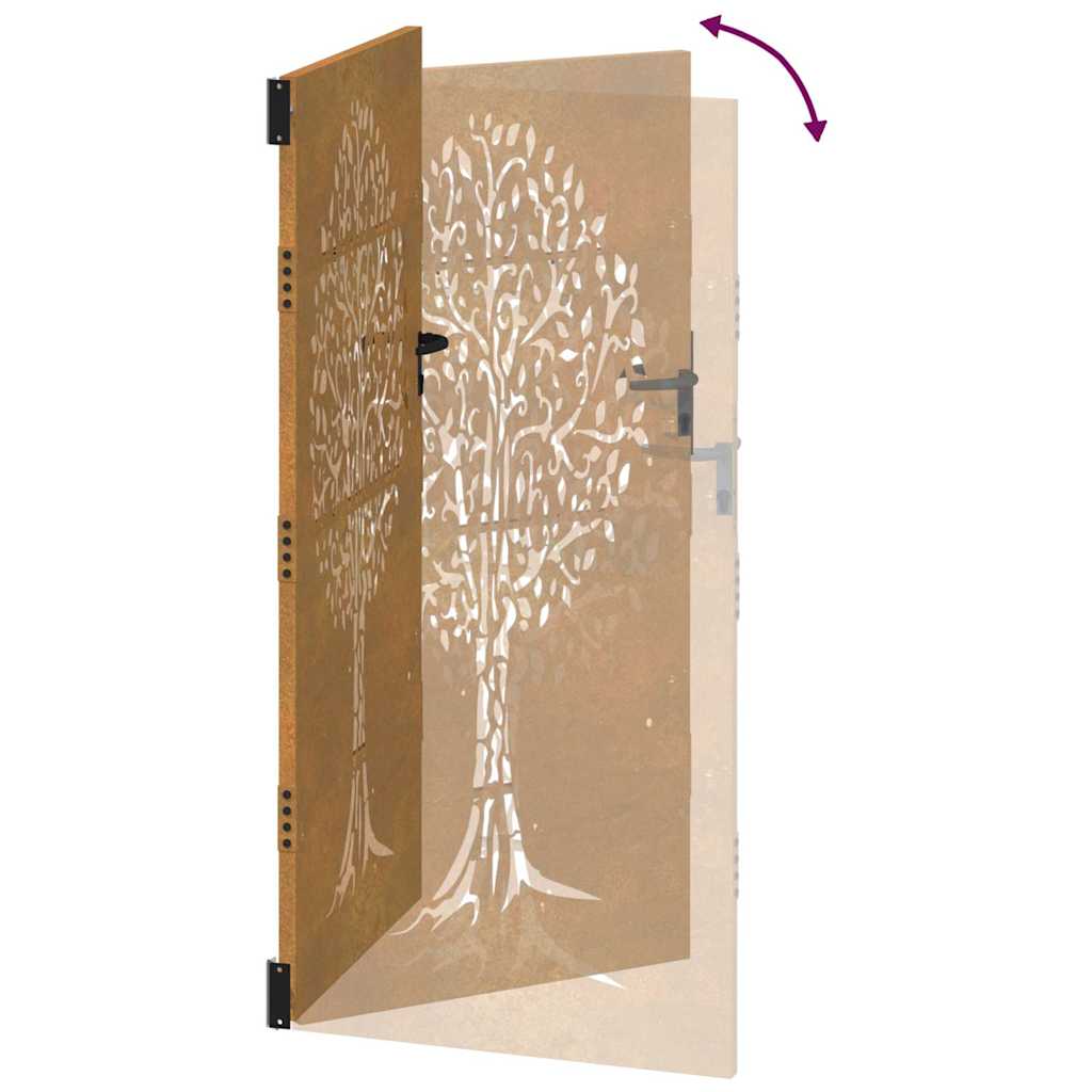 Cancello da giardino 85x175 cm in acciaio Corten con design ad albero