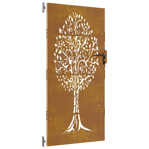 Cancello da giardino 85x200 cm in acciaio Corten con design ad albero