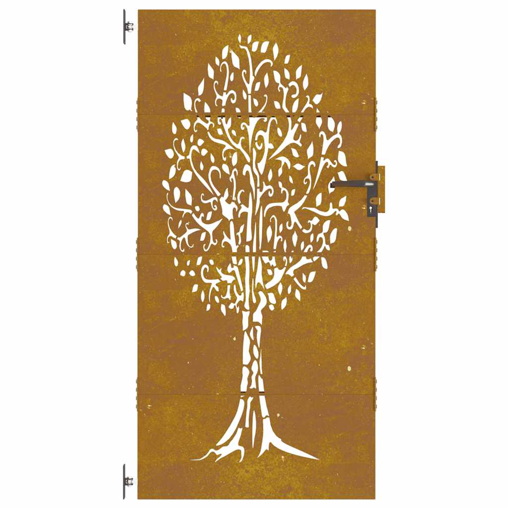Cancello da giardino 85x200 cm in acciaio Corten con design ad albero