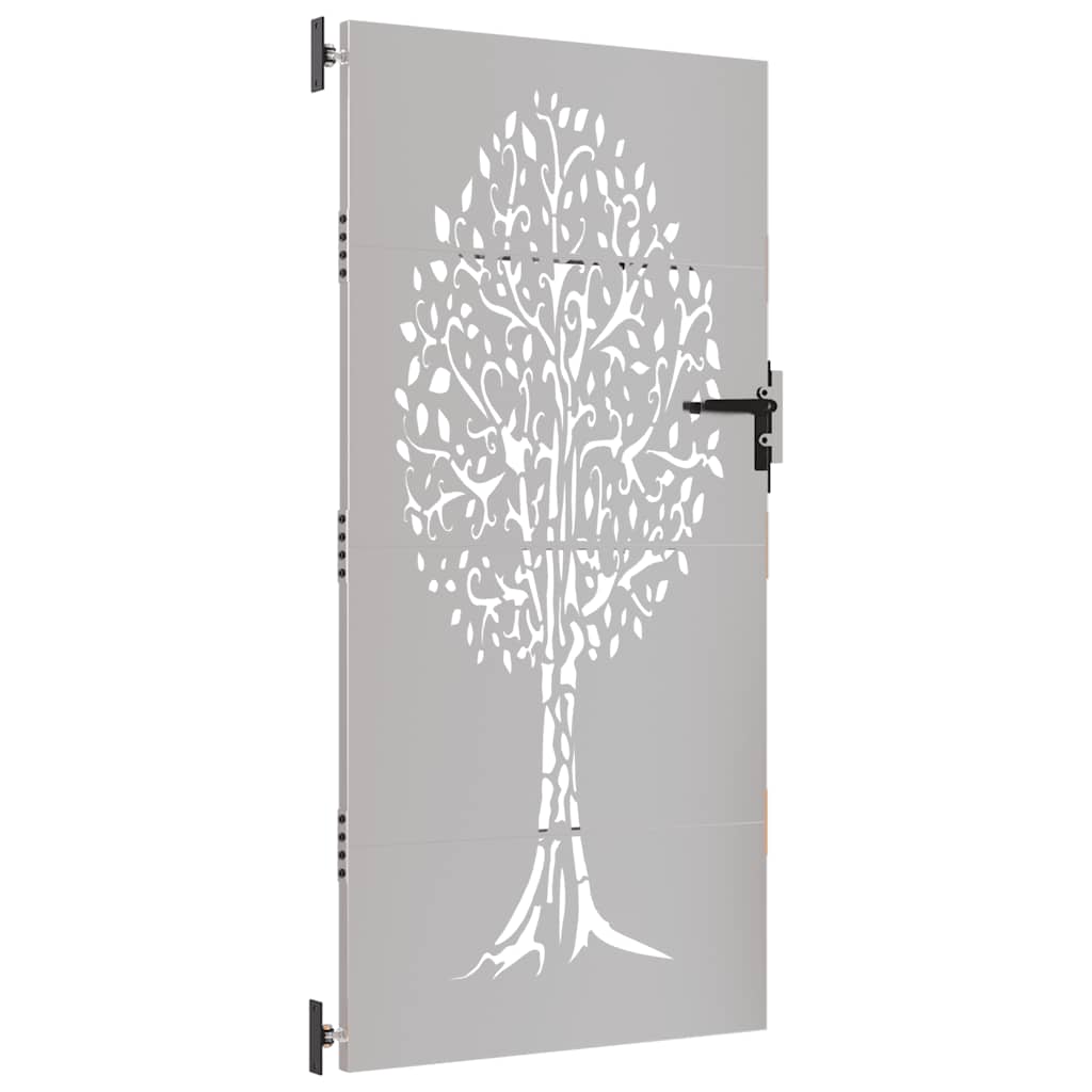 Cancello da giardino 85x200 cm in acciaio Corten con design ad albero