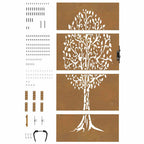 Cancello da giardino 85x200 cm in acciaio Corten con design ad albero