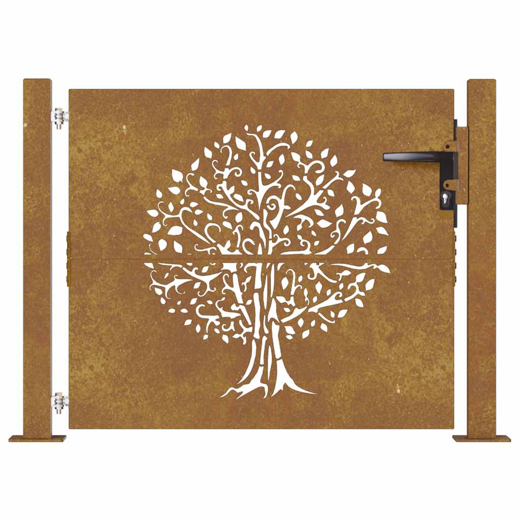 Cancello da giardino 100x75 cm in acciaio Corten con design ad albero