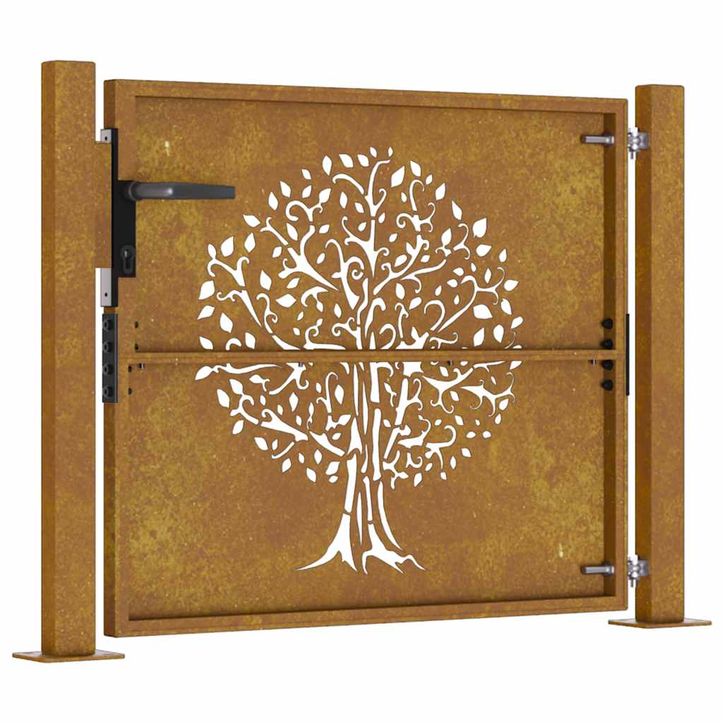 Cancello da giardino 100x75 cm in acciaio Corten con design ad albero