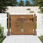 Cancello da giardino 100x75 cm in acciaio Corten con design ad albero