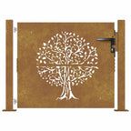 Cancello da giardino 100x100 cm in acciaio Corten con design ad albero