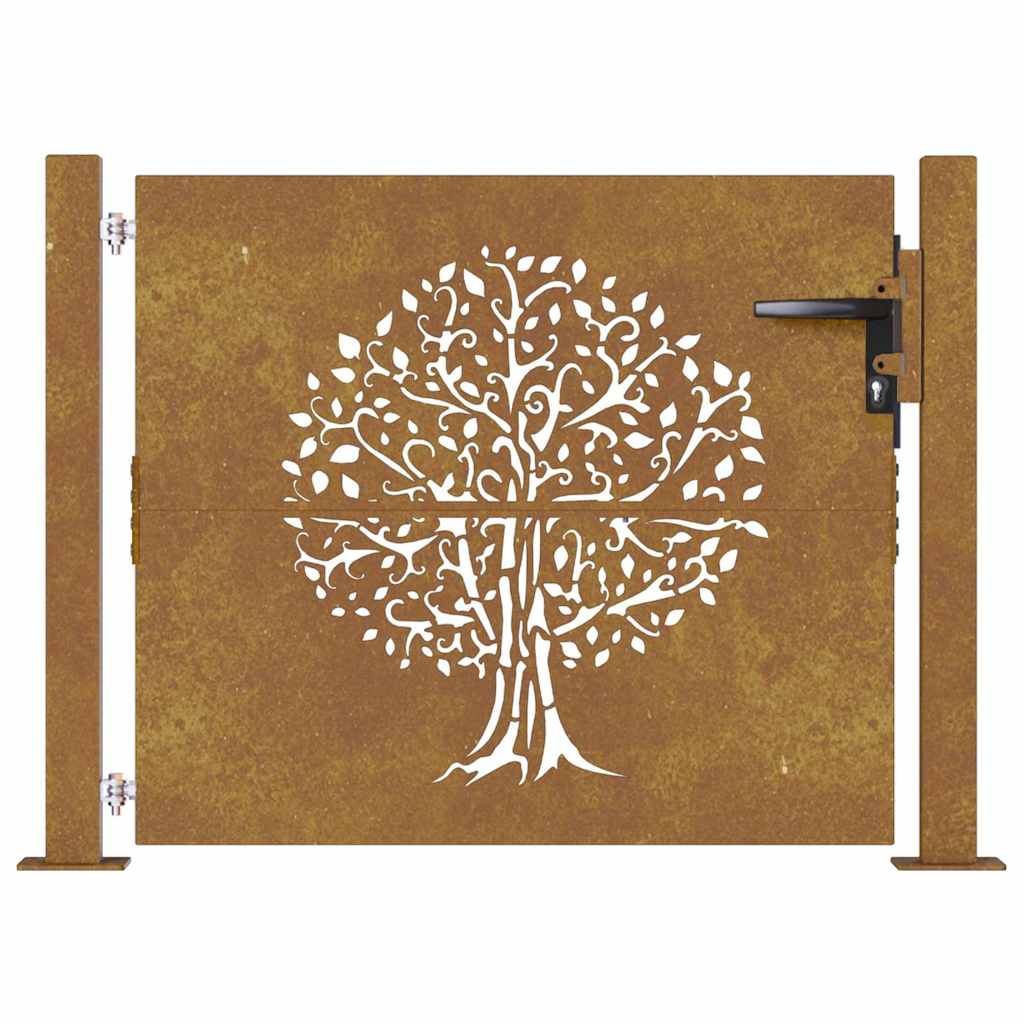 Cancello da giardino 100x100 cm in acciaio Corten con design ad albero