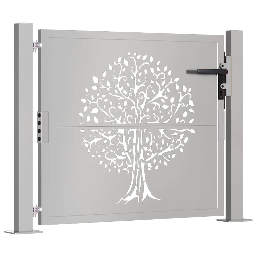 Cancello da giardino 100x100 cm in acciaio Corten con design ad albero