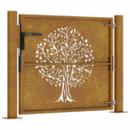Cancello da giardino 100x100 cm in acciaio Corten con design ad albero