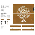 Cancello da giardino 100x100 cm in acciaio Corten con design ad albero