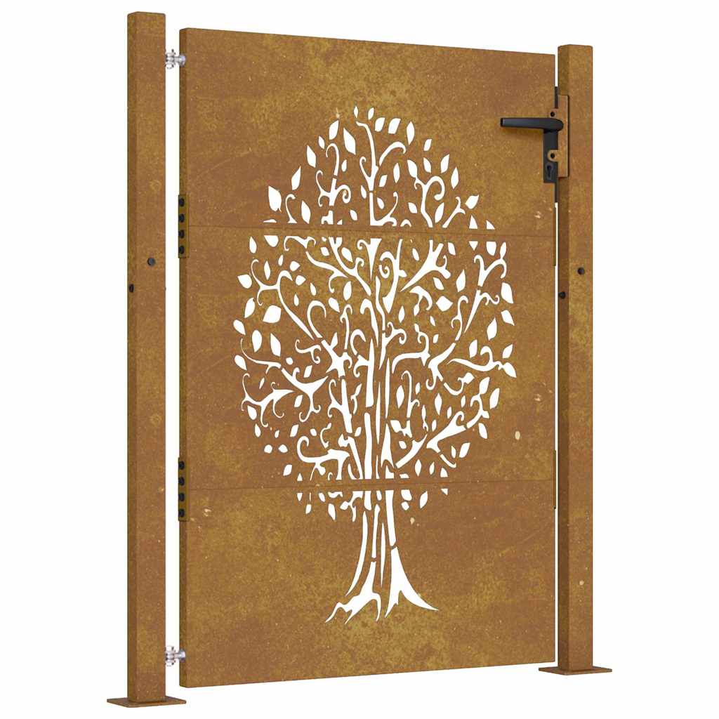 Cancello da giardino 100x125 cm in acciaio Corten con design ad albero