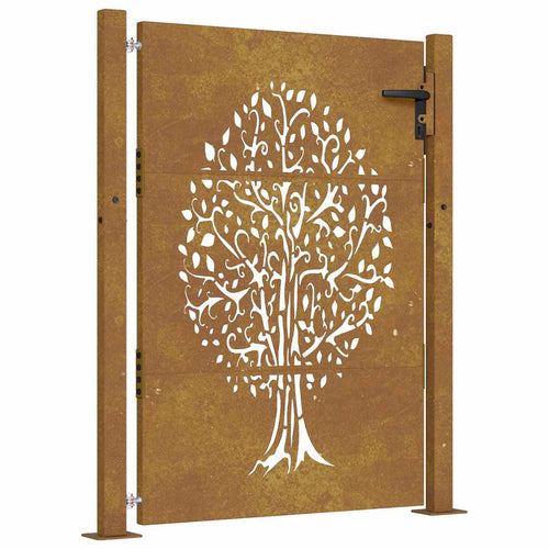 Cancello da giardino 100x125 cm in acciaio Corten con design ad albero