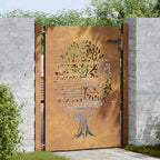 Cancello da giardino 100x125 cm in acciaio Corten con design ad albero