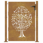 Cancello da giardino 100x125 cm in acciaio Corten con design ad albero