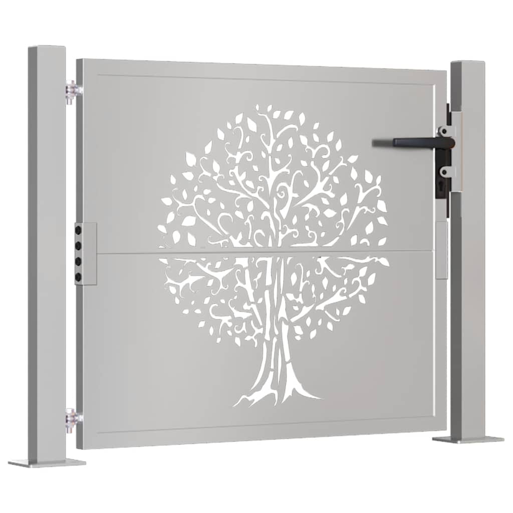 Cancello da giardino 100x125 cm in acciaio Corten con design ad albero
