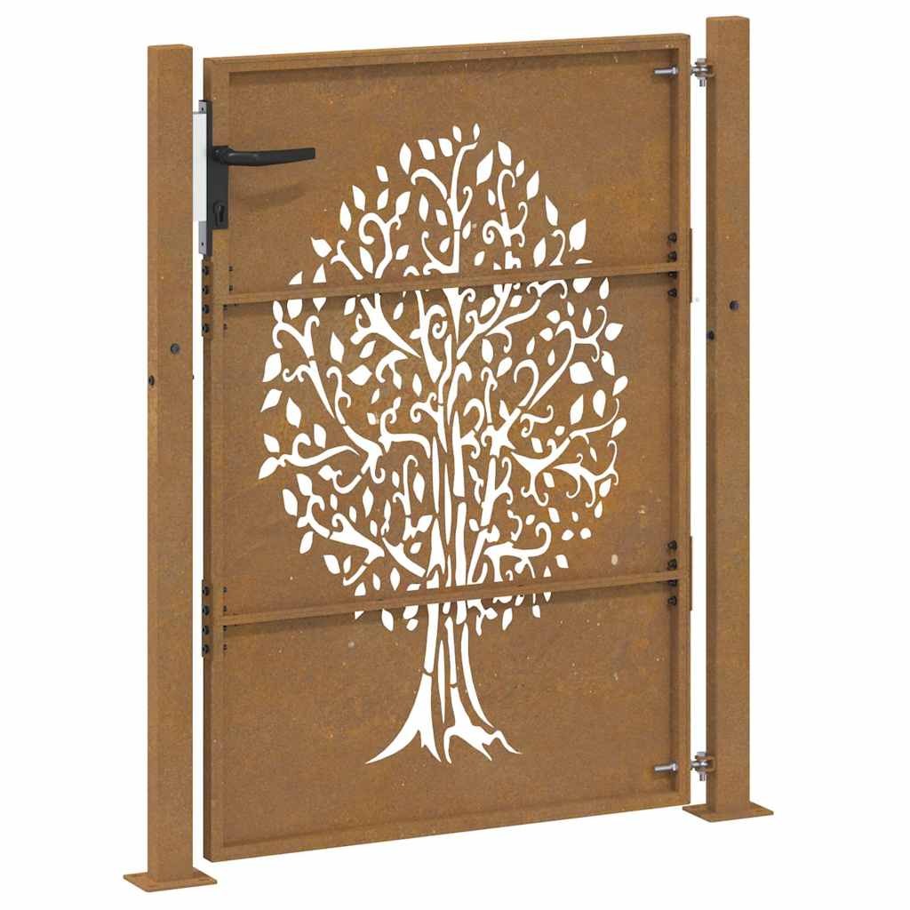 Cancello da giardino 100x125 cm in acciaio Corten con design ad albero