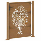 Cancello da giardino 100x125 cm in acciaio Corten con design ad albero