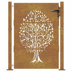 Cancello da giardino 100x150 cm in acciaio Corten con design ad albero