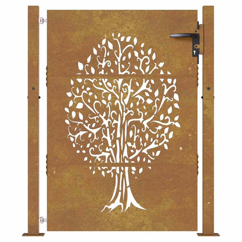 Cancello da giardino 100x150 cm in acciaio Corten con design ad albero