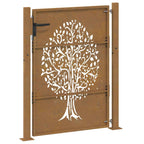 Cancello da giardino 100x150 cm in acciaio Corten con design ad albero