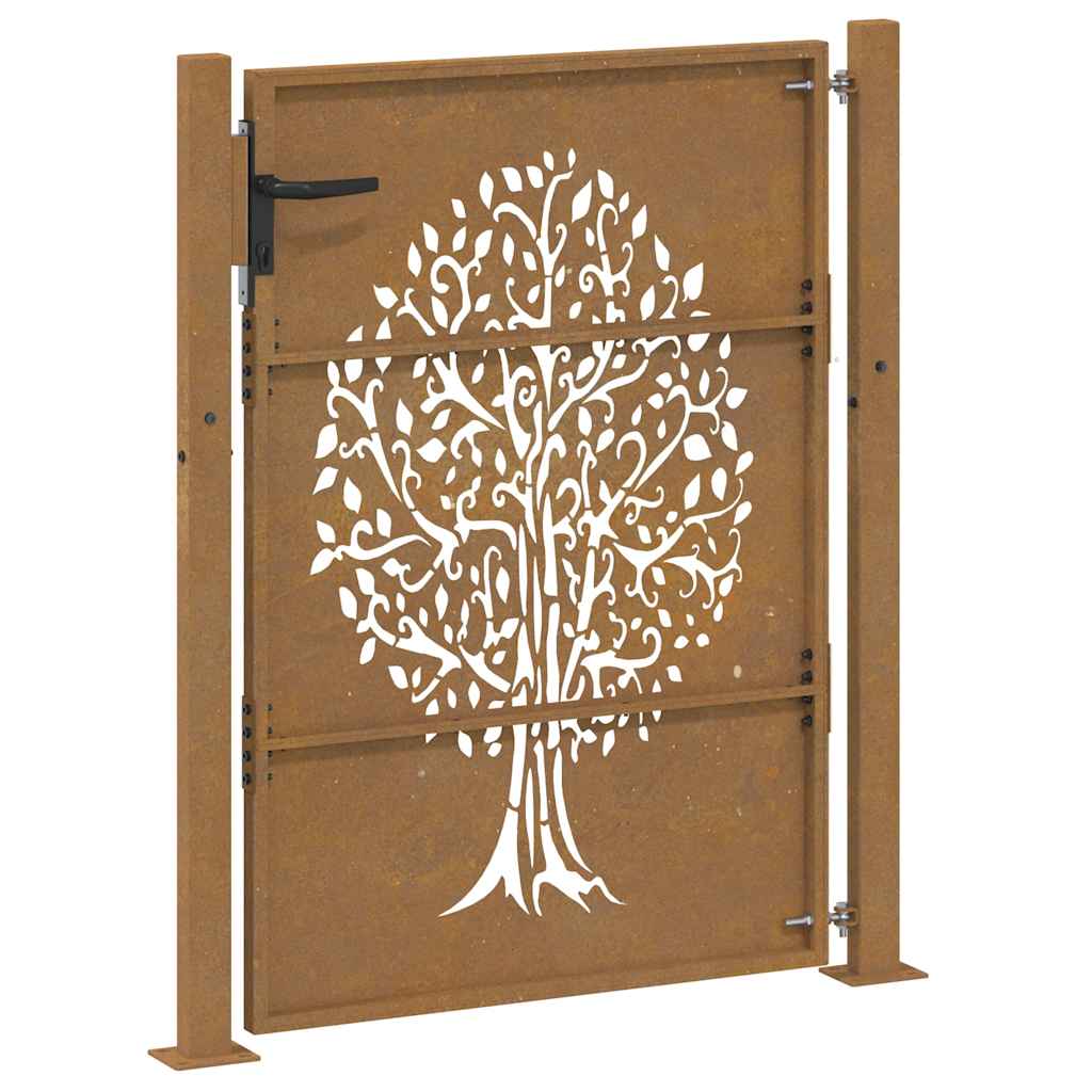 Cancello da giardino 100x150 cm in acciaio Corten con design ad albero
